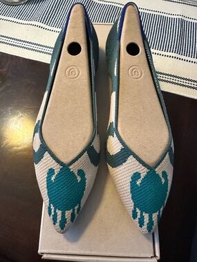 BNIB Rothy's Moroccan Green Pointed-Toe Knit Ballet Flats (RETIRED)